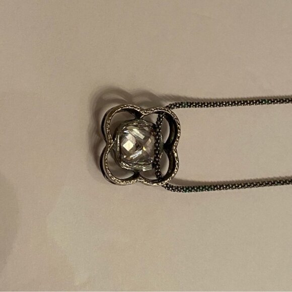 SILPADA NECKLACE STERLING SILVER 925 POPCORN CHAIN 16” CZ FLOWER PENDANT N1411 - Picture 10 of 11